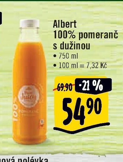 Albert 100% pomeranč s dužinou