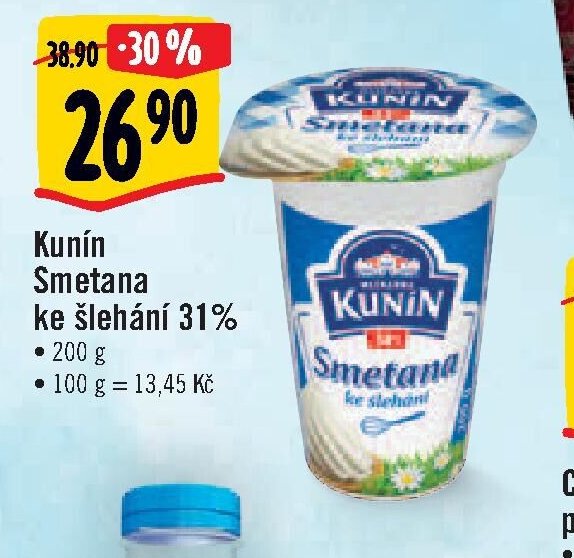 Kunín Smetana ke šlehání 31%