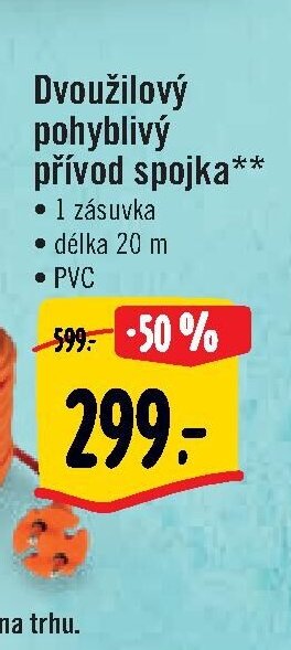 Dvoužilový pohyblivý přívod spojka
