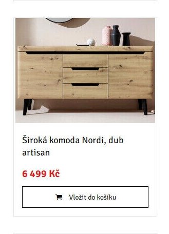 Široká komoda Nordi, dub artisan - ASKO akcniletaky.com