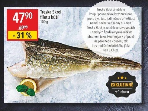 Treska Skrei filet s kůží 100 g