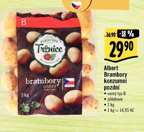 Brambory konzumní pozdní Albert