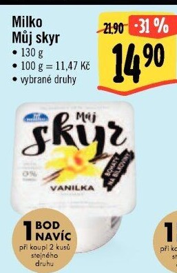 Dezert zakysaný ochucený Můj Skyr 0% Milko