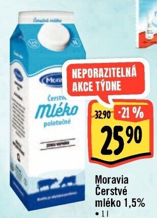 Mléko čerstvé Moravia - 1,5% polotučné