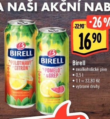 Nealkoholické pivo ochucené Birell