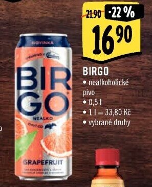 Nealkoholické pivo ochucené Birgo