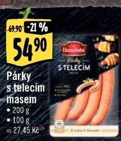 Párky s telecím masem Albertovo uzenářství