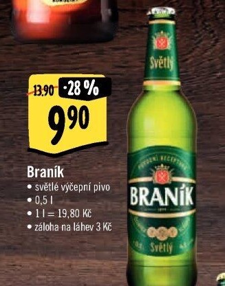 Pivo světlé výčepní 10° Braník