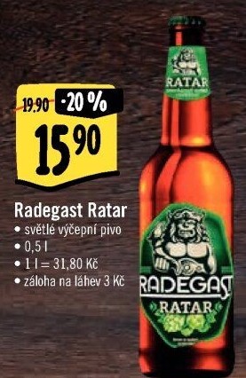 Pivo světlé výčepní Ratar Radegast
