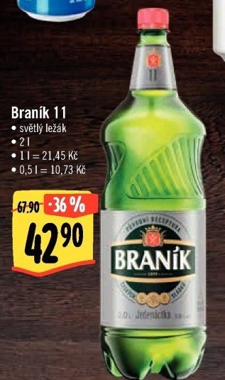 Pivo světlý ležák 11° Jedenáctka Braník