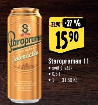 Pivo světlý ležák 11° Staropramen