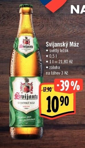 Pivo světlý ležák 11° Svijanský Máz Svijany