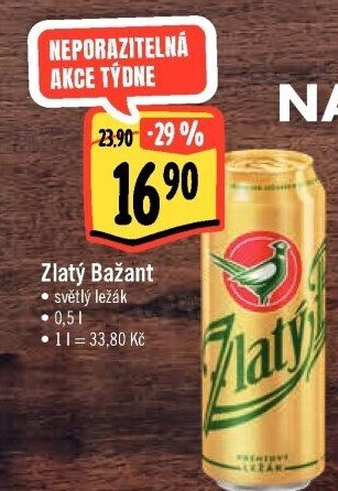 Pivo světlý ležák 12° Zlatý Bažant