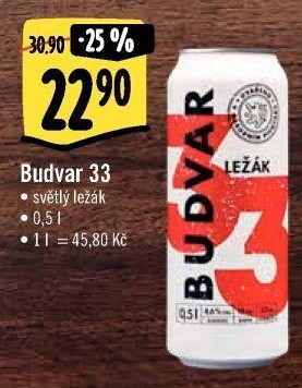 Pivo světlý ležák 33 Budweiser Budvar