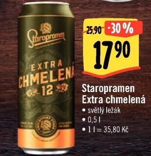 Pivo světlý ležák Extra chmelená 12° Staropramen
