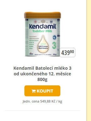 Kendamil Batolecí mléko 3 od ukončeného 12. měsíce 800g