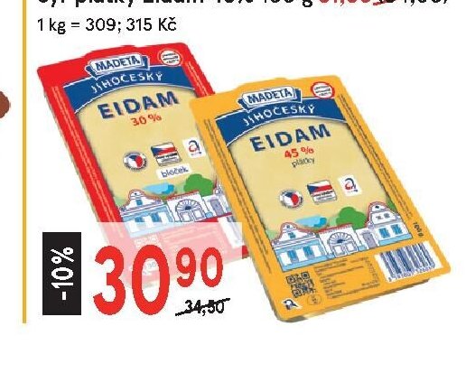 Sýr plátky Eidam 30% 100 g