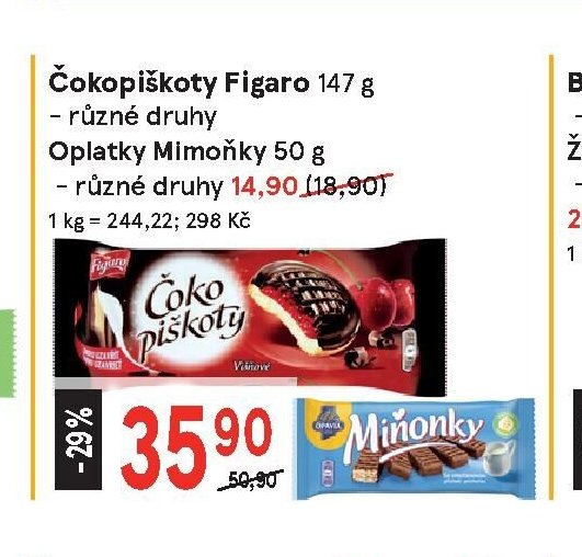Čokopiškoty Figaro 147 g, Oplatky Mimoňky 50 g