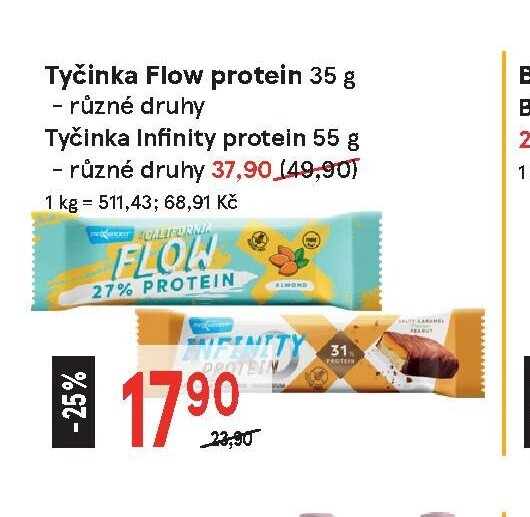 Tyčinka Flow protein 35 g, Tyčinka Infinity protein 55 g