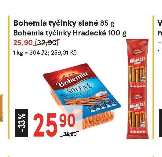 Bohemia tyčinky slané 85 g, Bohemia tyčinky Hradecké 100 g