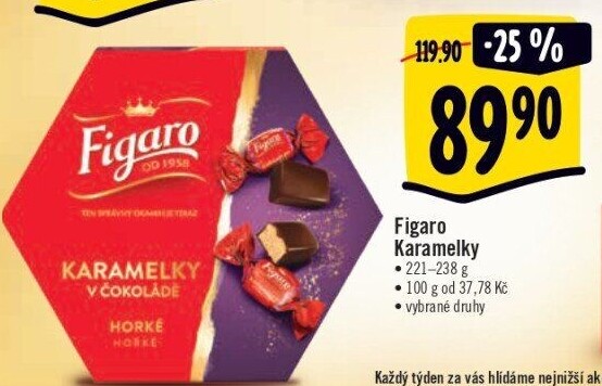 Bonboniéra Karamelky v čokoládě Figaro