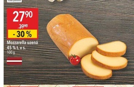 Mozzarella uzená 45 % t. v s.