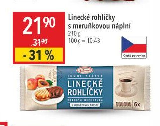 Linecké rohlíčky s meruňkovou náplní