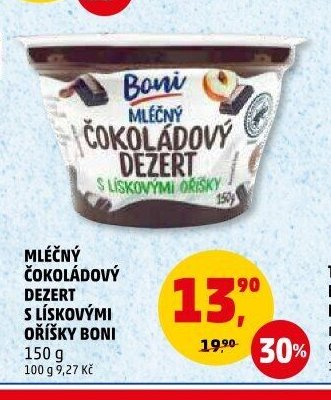 MLÉČNÝ ČOKOLÁDOVÝ DEZERT S LÍSKOVÝMI OŘÍŠKY BONI