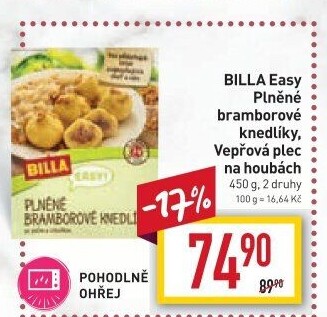 Plněné bramborové knedlíky se zelím Easy Billa