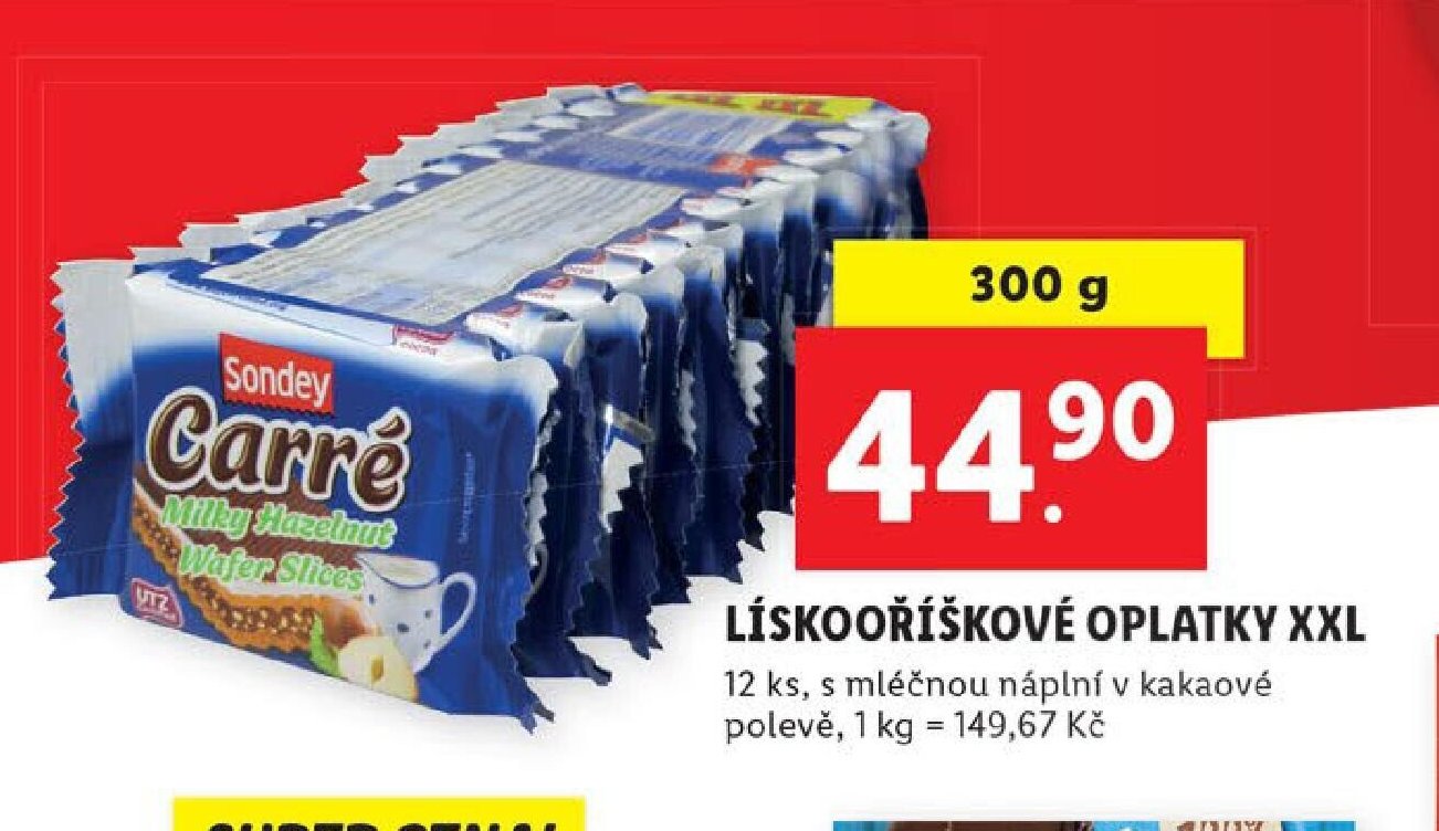 Sondey Carré Lískooříškové oplatky XXL