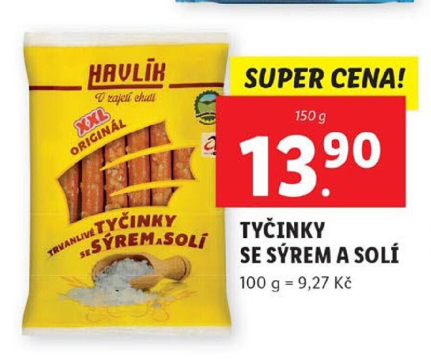 Havlík tyčinky se sýrem a solí