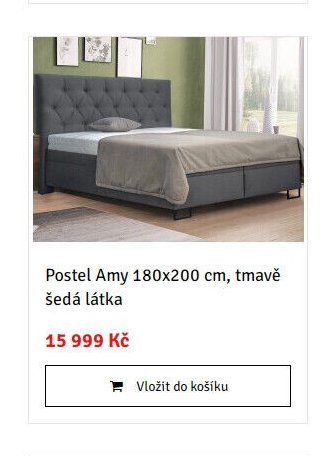 Postel Amy 180x200 cm, tmavě šedá látka - ASKO akcniletaky.com