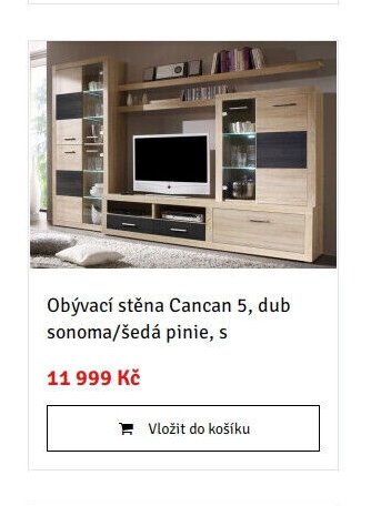 Obývací stěna Cancan 5, dub sonoma/šedá pinie, s - ASKO akcniletaky.com