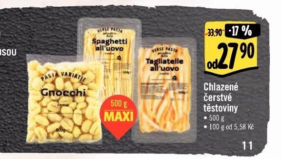 Chlazené čerstvé těstoviny