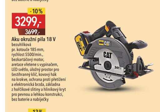 Aku okružní pila 18 V bezuhlíková