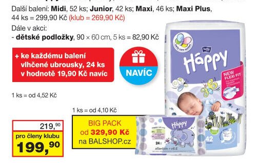 Bella Happy dětské plenky, New Born, 42 ks