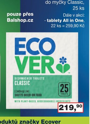 Ecover ekologické tablety do myčky Classic, 25 ks