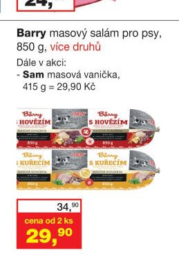 Barry masový salám pro psy, 850 g, více druhů