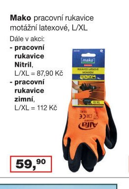 Mako pracovní rukavice motážní latexové, L/XL