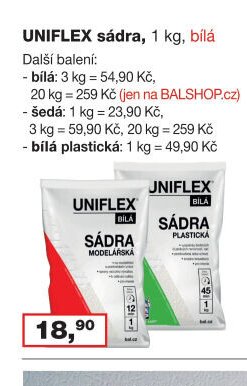 UNIFLEX sádra, 1 kg, bílá