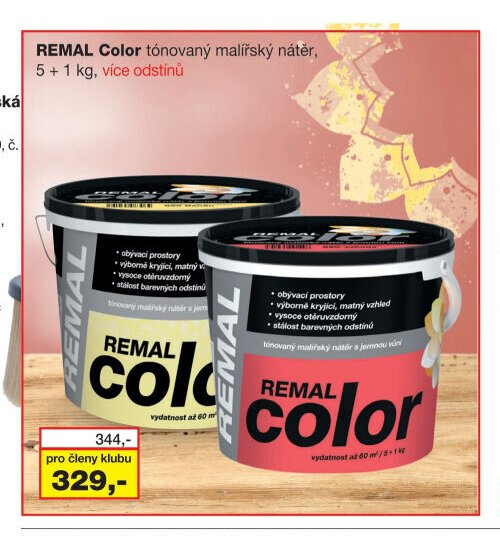 REMAL Color tónovaný malířský nátěr, 5 + 1 kg