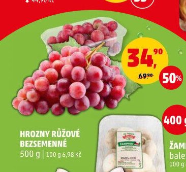 Hrozny růžové bezsemenné