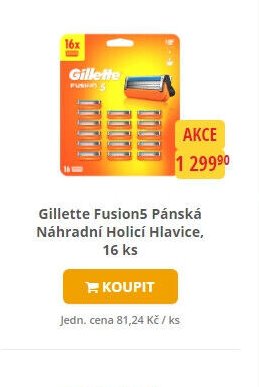 Gillette Fusion5 Pánská Náhradní Holicí Hlavice, 16 ks