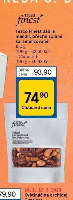 Tesco Finest Jádra mandlí, ořechů solené karamelizované 150 g