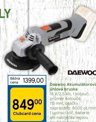 Aku úhlová bruska Daewoo