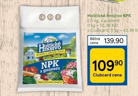Hnojivo NPK s guánem Hoštické hnojivo
