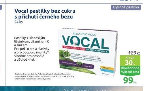 Vocal pastilky bez cukru s příchutí černého bezu