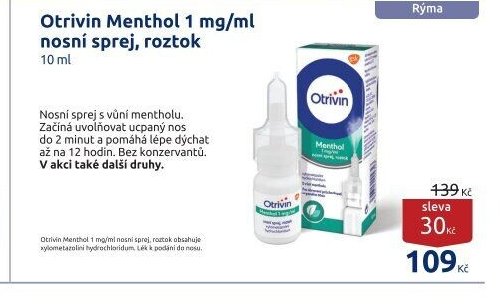 Otrivin Menthol 1 mg/ml nosní sprej, roztok