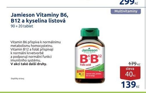 Jamieson Vitaminy B6, B12 a kyselina listová 90 + 20 tablet