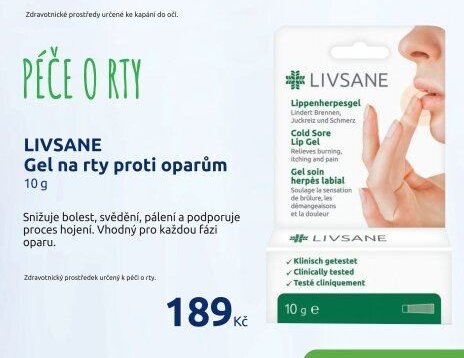 LIVSANE Gel na rty proti oparům 10 g
